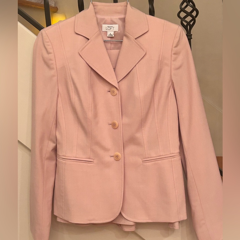 LOFT Women's Blush Pink Suit Jacket With Lined Skirt